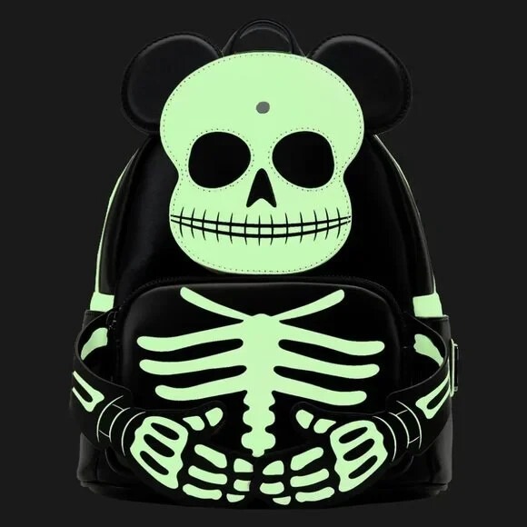 Loungefly Disney Mickey Mouse Glow Skeleton Mini Backpack Limited Exclusive - Picture 2 of 8